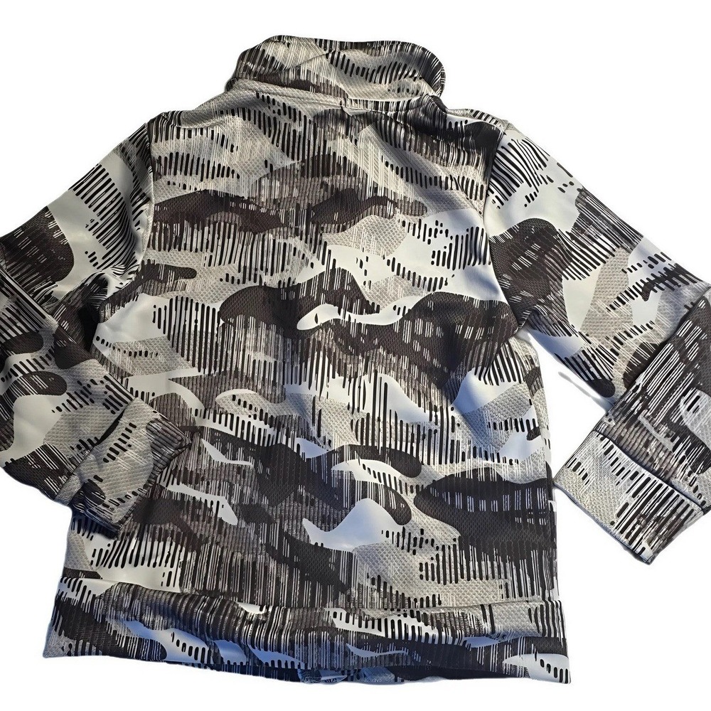 adidas track jacket kids size 24m digital camo print full zip grey black white
